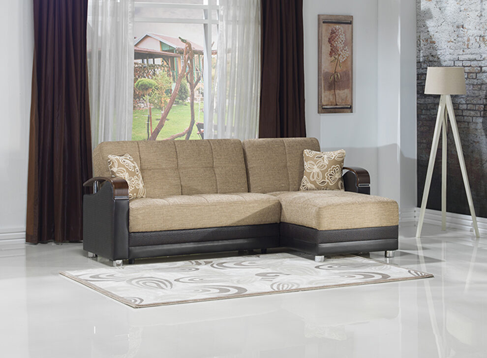Modular two-toned 2pcs sectional in fulya brown by Istikbal additional picture 3