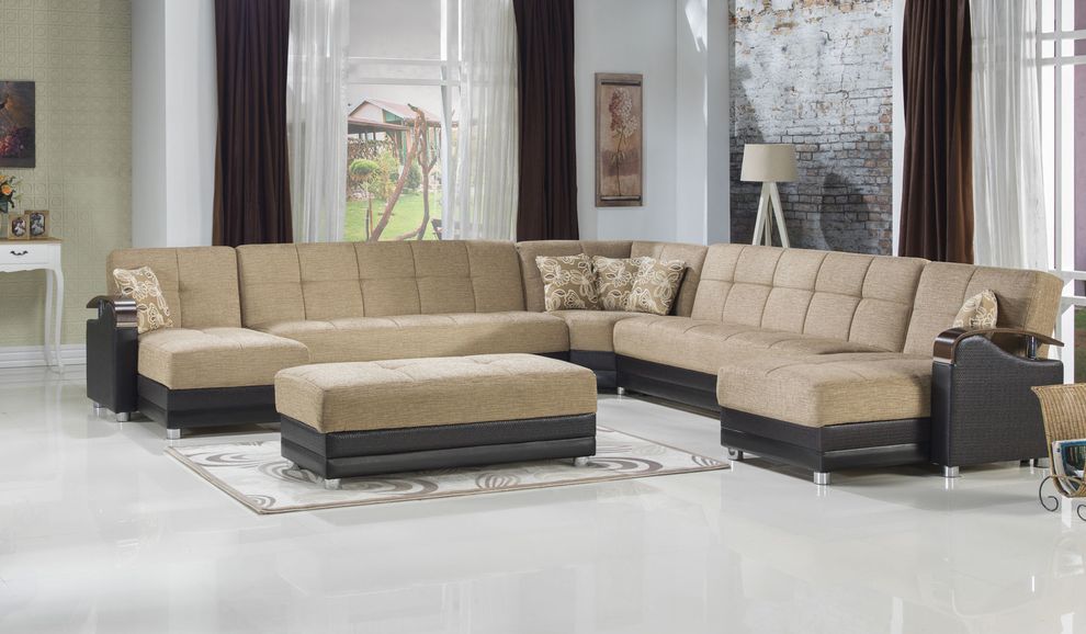 Modular two-toned 5pcs sectional in fulya brown by Istikbal additional picture 2
