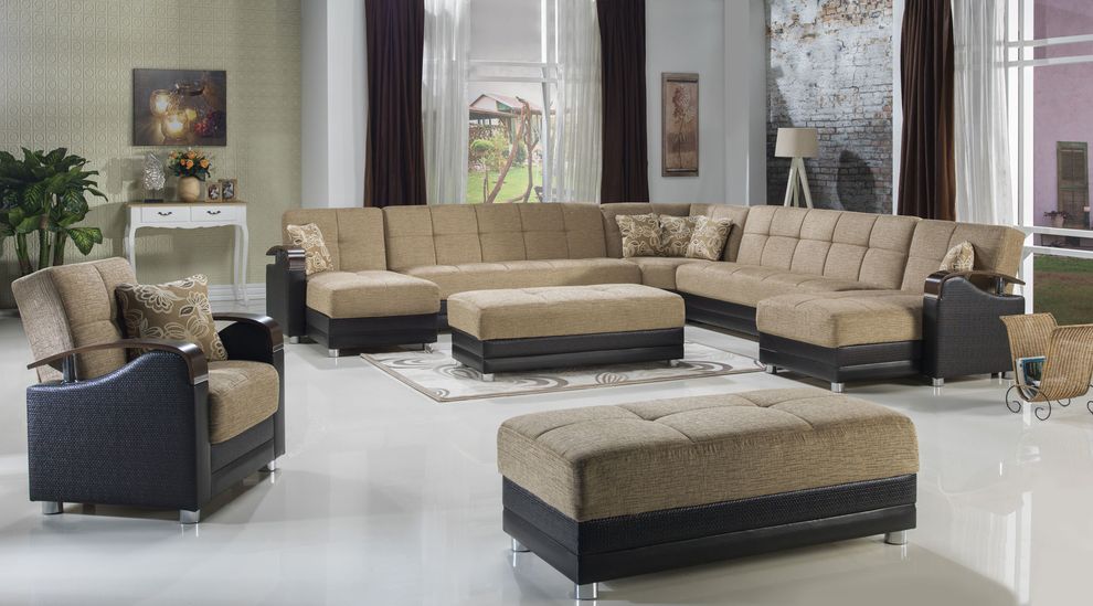 Modular two-toned 5pcs sectional in fulya brown by Istikbal additional picture 3