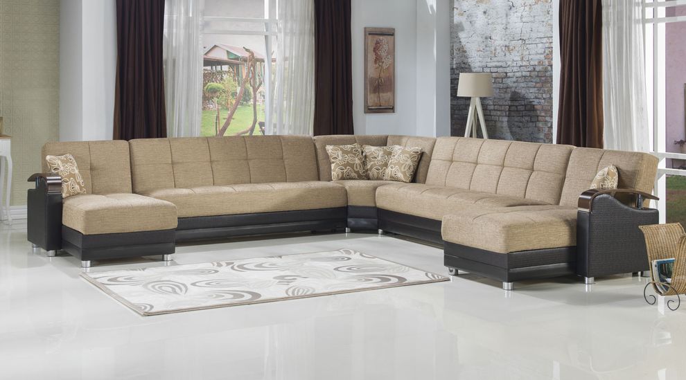 Modular two-toned 5pcs sectional in fulya brown by Istikbal additional picture 4
