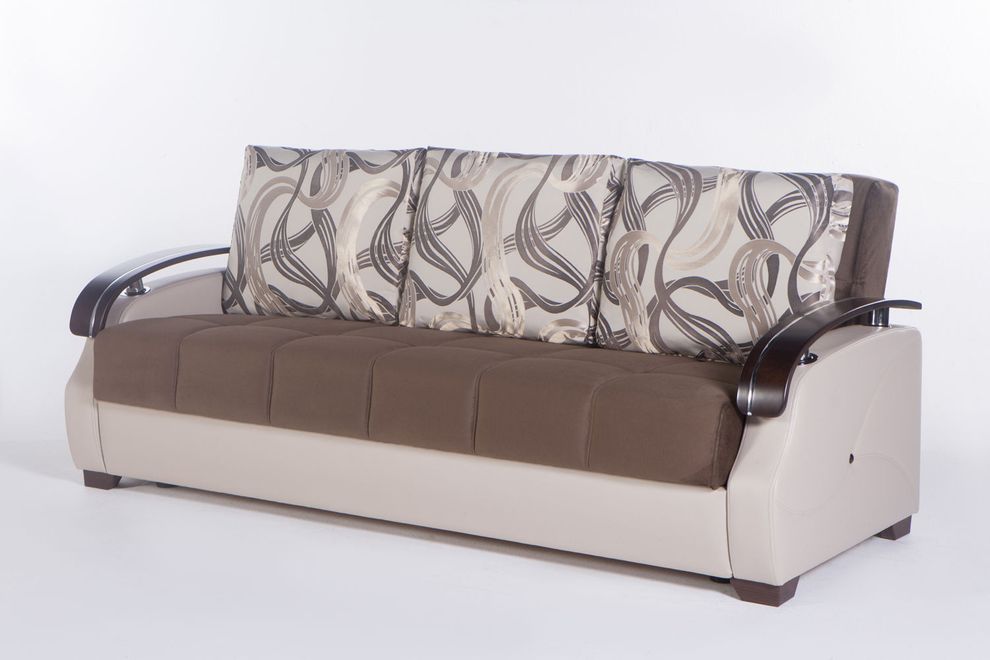 Brown/cream convertible sofa bed with storage by Istikbal additional picture 4