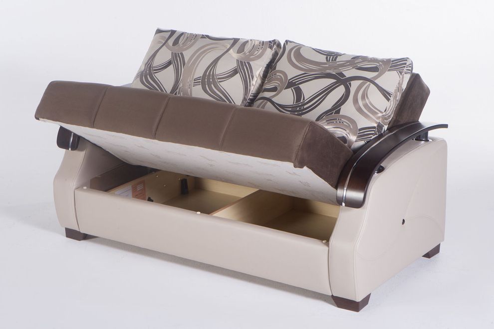 Brown/cream convertible sofa bed with storage by Istikbal additional picture 8