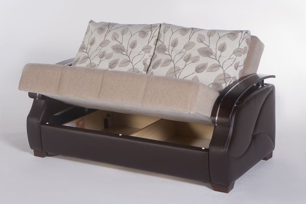 Tan/espresso covertible loveseat w/ storage by Istikbal additional picture 2