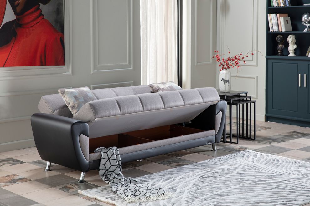Gray microfiber convertible sofa w/ storage by Istikbal additional picture 2