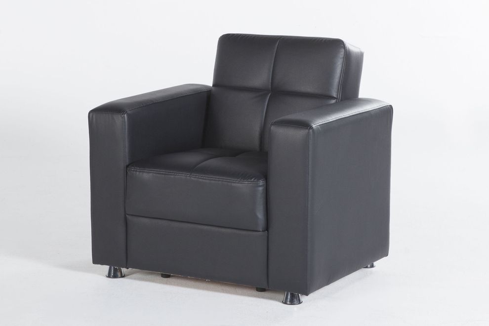 Black leatherette sectional sofa with sleeper & storage by Istikbal additional picture 7