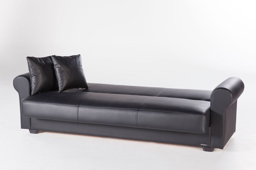 Convertable storage sofa in black leatherette by Istikbal additional picture 5