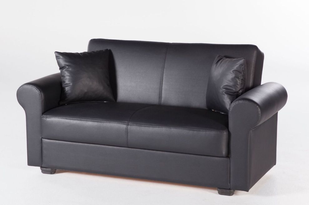 Convertable storage sofa in black leatherette by Istikbal additional picture 6