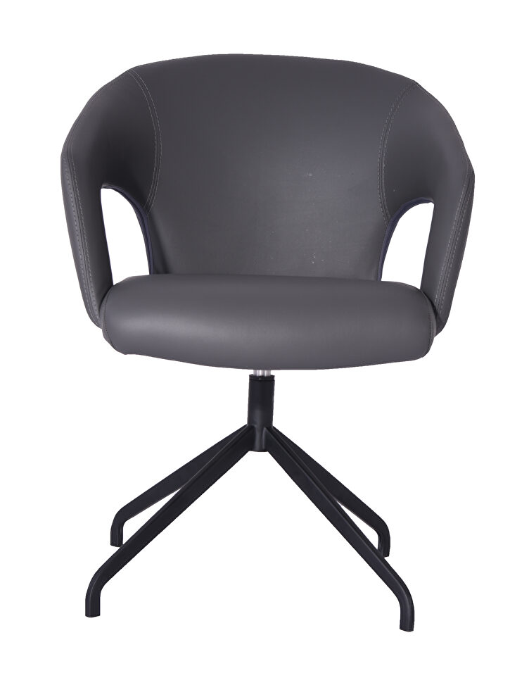 Gordon swivel dining chair, dark gray faux leather by Whiteline  additional picture 2
