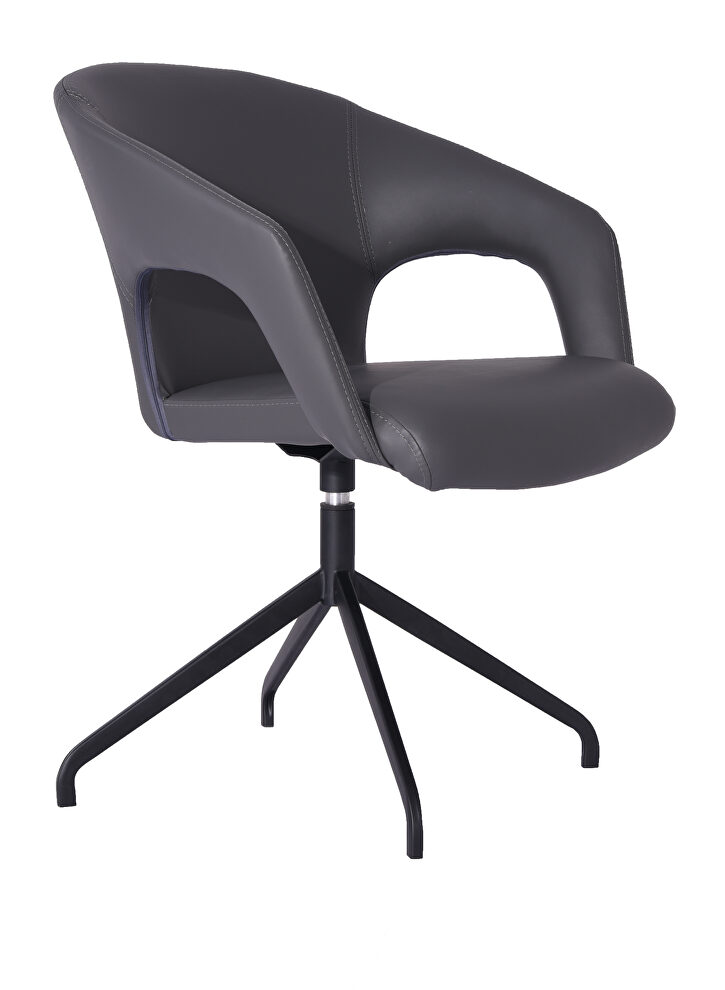 Gordon swivel dining chair, dark gray faux leather by Whiteline  additional picture 3