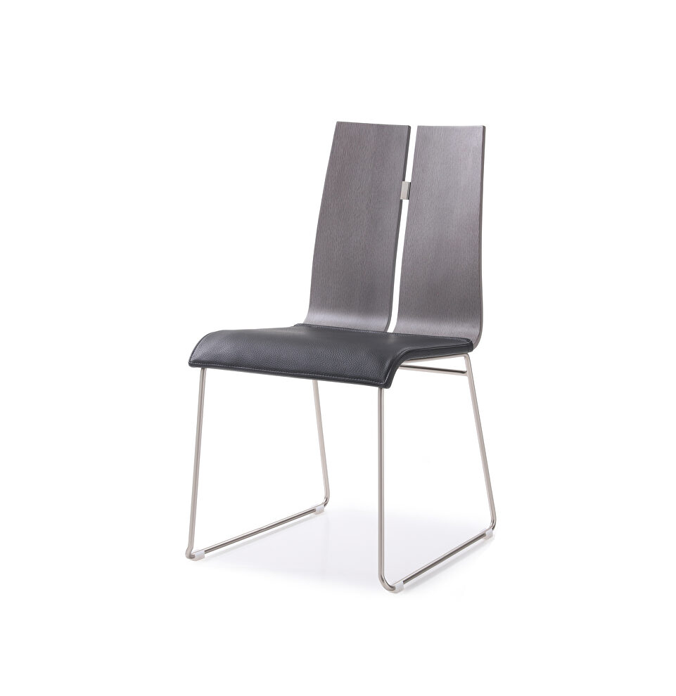 Lauren dining chair, gray oak veneer black faux leather by Whiteline  additional picture 3