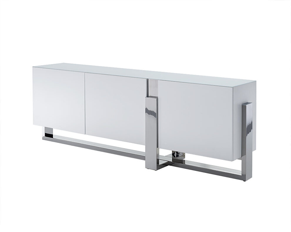 Buffet tempered crystal frosted glass top matte white by Whiteline  additional picture 2
