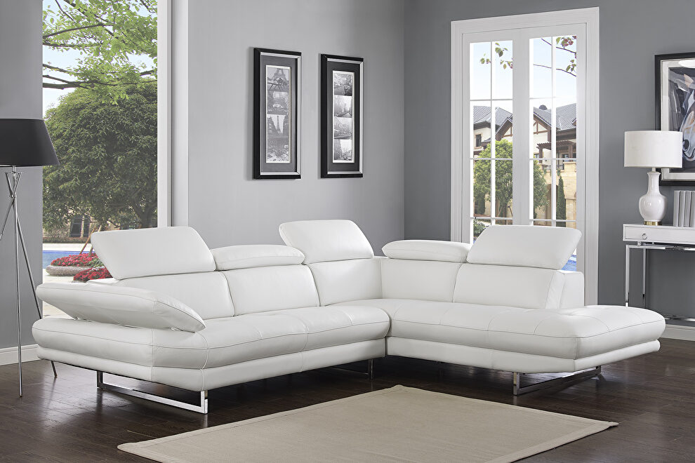 Sectional white top grain Italian leather by Whiteline  additional picture 5