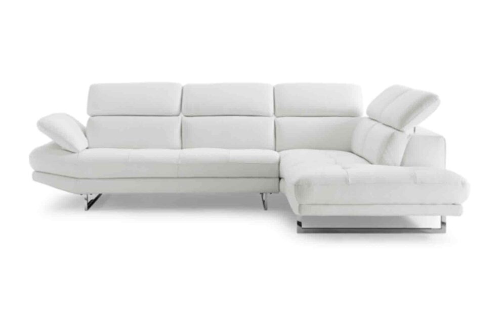 Sectional white top grain Italian leather by Whiteline  additional picture 3
