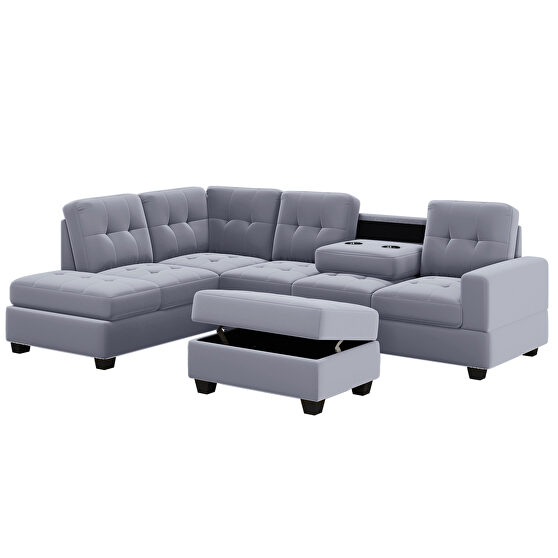 Furniture of America Wilmington Blue Sectional Sofa CM6239BL Comfyco