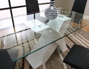 Modern glass top 5pcs dining set in white by Cramco additional picture 2