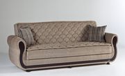 Plain brown storage sofa/sofa bed w/ rolled arms additional photo 3 of 4