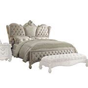 Ivory velvet & bone white queen bed by Acme additional picture 2