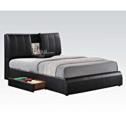 Black pu queen bed w/storage by Acme additional picture 2