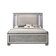 Fabric & light gray oak queen bed additional photo 3 of 15