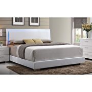 White pu & chrome leg lorimar queen bed by Acme additional picture 6