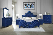 Blue velvet eastern king bed by Acme additional picture 2