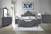 Gray velvet queen bed in glam style by Acme additional picture 2