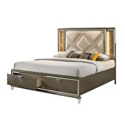 Led, pu & dark champagne eastern king bed w/storage additional photo 3 of 3