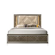 Led, pu & dark champagne eastern king bed w/storage additional photo 4 of 3