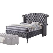 Gray velvet king bed by Acme additional picture 2