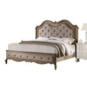 Beige fabric & antique taupe eastern king bed additional photo 2 of 1