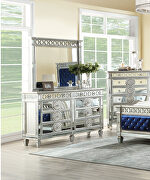 Blue velvet & mirrored queen bed by Acme additional picture 9
