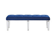 Blue velvet & mirrored bench by Acme additional picture 3
