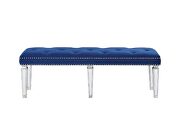Blue velvet & mirrored bench by Acme additional picture 4