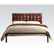 Vintage brown top grain leather queen bed additional photo 2 of 3