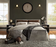 Retro brown top grain leather & aluminum queen bed w/storage by Acme additional picture 4