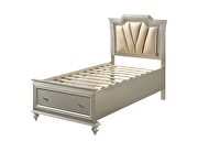 Pu & champagne twin bed w/storage by Acme additional picture 2