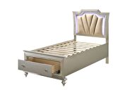 Pu & champagne twin bed w/storage by Acme additional picture 3