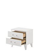 White finish and decorative sliver trims nightstand by Acme additional picture 2