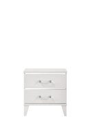 White finish and decorative sliver trims nightstand by Acme additional picture 4