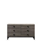 Fabric & rustic gray oak queen bed w/storage by Acme additional picture 11