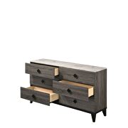 Fabric & rustic gray oak queen bed w/storage by Acme additional picture 12