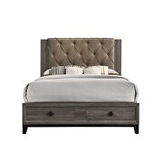 Fabric & rustic gray oak queen bed w/storage by Acme additional picture 3