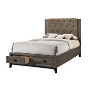 Fabric & rustic gray oak queen bed w/storage by Acme additional picture 4