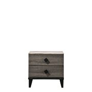 Faux marble & rustic gray oak nightstand by Acme additional picture 2