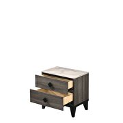 Faux marble & rustic gray oak nightstand by Acme additional picture 4