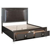 Pu & metallic gray queen bed w/storage by Acme additional picture 2