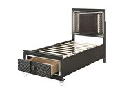 Pu & metallic gray twin bed (storage - 1 drw) by Acme additional picture 3