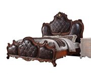 Pu leather & cherry oak royal style queen bed by Acme additional picture 6
