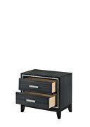 Weathered black finish shimmering silver trim accent nightstand by Acme additional picture 2