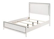 Cream white finish shimmering silver trim accent queen bed w/ led by Acme additional picture 2